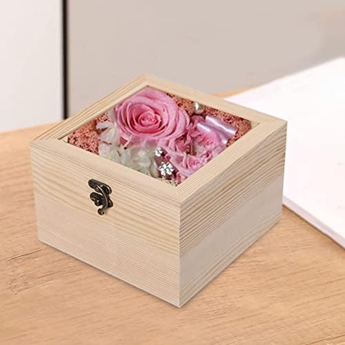 Shamjina drvena kutija nakit zaslon kućište kućišta sa staklenim poklopcem Vintage Ukratko DIY cvijeće zaslon Organizator memorije