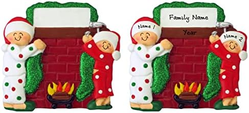 1 PCS božićni ukras Personalizirani par Viseći čarape Obitelj od 2 - CS