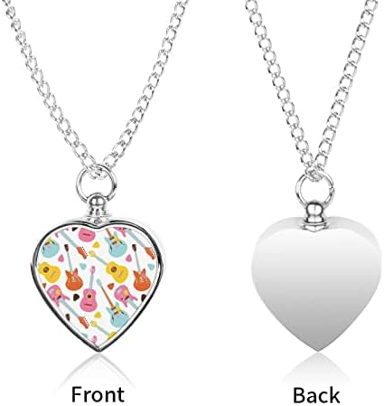 Ogrlica s urnom s gitarskim uzorkom za pepeo personalizirana ogrlica od srca, nakit za kremiranje kućnih ljubimaca, spomen privjesak