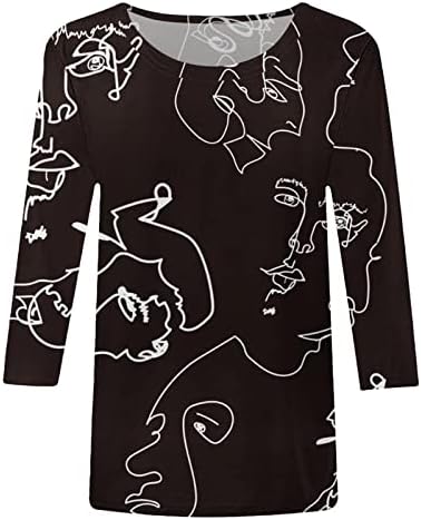 Ženske majice s rukavima 3/4, Ležerne modne majice s okruglim vratom s labavim printom s rukavima od tri četvrtine, vrhovi
