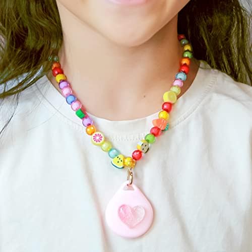 Xeewen 2 Pack AirTag Ogrlica za djecu, Slatka silikonska dugačka ogrlica za ogrlice za Apple Airtag Girls