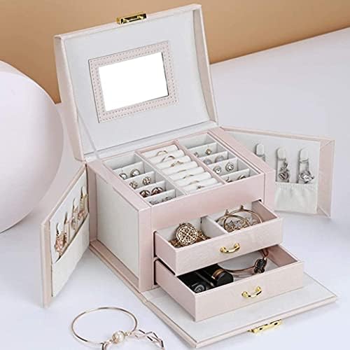 Kutija za nakit kutija za nakit pu perline s baršunama s zaključavanjem multifunkcionalnih kutija za odlaganje ogrlice s ogrlicom s