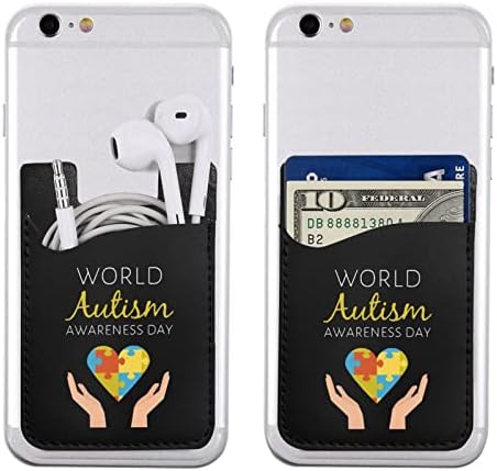 Autizam za svijest o autizmu ruke u srcu telefon leđa elastična kartica s rukavima za rukav mobitel prikladan za sve mobilne telefone