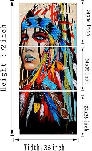 Indijanci američki zidna umjetnost uistinu ljepota slika Indijska djevojka glavna žena pernate žene moderni ukras za dom slikanje platno
