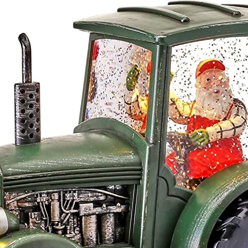 Snježni globus s snježnim traktorom regencije s vožnjom Santa, osvijetljenog svjetlucavog vodenog globusa sa traktorom zelene poljoprivrede