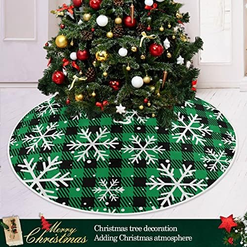 Oarencol božićna snježna pahulja karira božićno drvce suknje 36 inča zelena crna bizonaža božićna zabava ukrasi stabla drveća