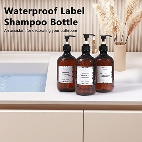 BQRIH SHAMPOO i dozatorski raspored za dodjelu uređaja od 3, boce šampona za punjenje s pumpom, sapun za tuširanje s vodootpornim naljepnicama