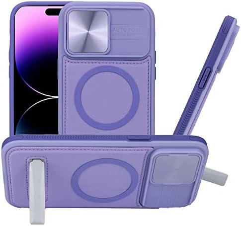 Woluki za iPhone 14 Pro Max Case kompatibilan s Magsafe-om, ugrađenim magnetskim nevidljivim postoljem, poklopcem kliznih kamera, zaštita