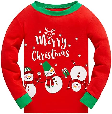 Akyzic Kids božićna pidžama pamučna dugačka rukava snjegovića Xmas PJS Dječji božićni jamci odjeća 3-10t