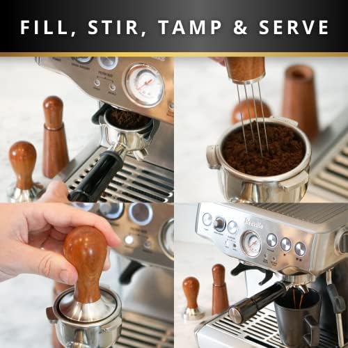 Espresso Tamper & Stirrer - Espresso pribor - 2 komadni set Espresso Tamper - uključuje 51 mm tamper i espresso miješalica s drvenim