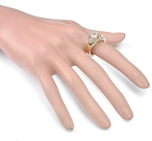 Bijeli topaz presvučen žutim zlatom 18k vjenčani prsten veličina nakita 6-10
