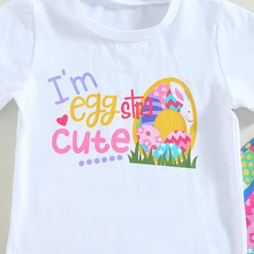 Yokjzjd toddler bebi djevojčica uskršnja odjeća zeko pismo majice kratki rukavi vrhovi zvonasti donje hlače set djece ljetna odjeća