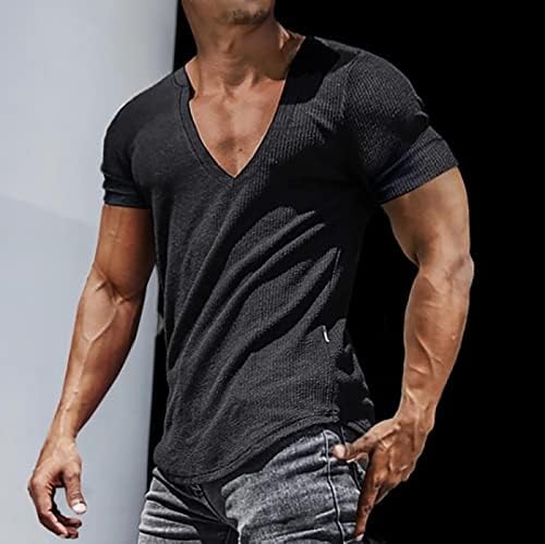2023. Novi muški prozračni pleteni majica vrhovi kratkih rukava kratki modni ljetni V vrat kratke brze suhe košulje