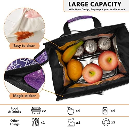 Ženska torba za ručak u paketima, izolirana mandala s galaksijom, kutija za ručak za višekratnu upotrebu s naramenicom, rashladna torba