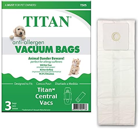 Titan zamjenski alergen vakuumske vrećice dizajnirane za postavljanje Titana i Nutone Central Vacuums 3 pakiranja