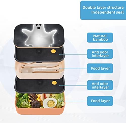 Crni i Halloween Ghost ručak Bento kutija s nadograđenim podesivim remenom, spremnik hrane za višekratnu uporabu za višekratnu upotrebu,