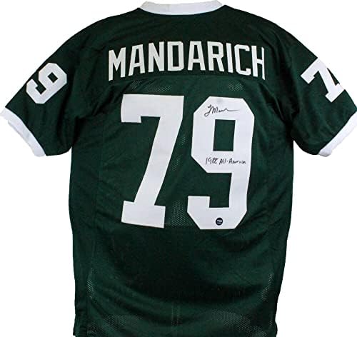 Tony Mandarich autogramirani zeleni koledž stil dres w/88 All American-Prova Black