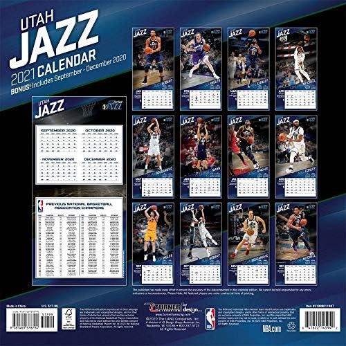 Turner Sports Utah Jazz 2021 12x12 zidni kalendar tima