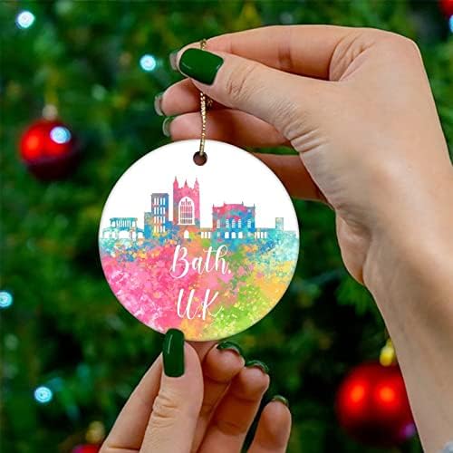 Cheyan Ujedinjeno Kraljevstvo-Bath božićni ukras, ukras za božićno drvce za božićni dom dekor grad City akvarel porculanski ukras xmas