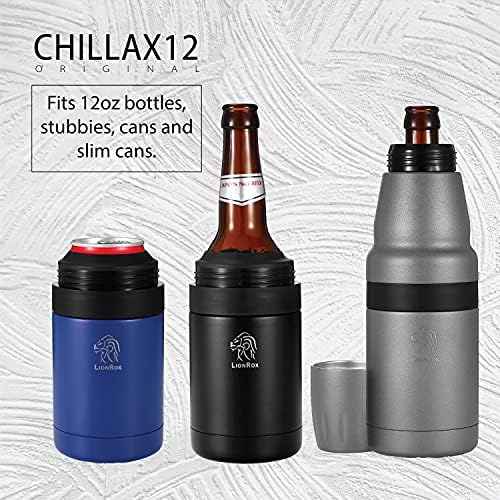 Lionrox chillax12 boca piva i izolator limenka | Potpuno vakuum izolirana dvostruka zidna boca od nehrđajućeg čelika i može hladiti