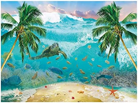 Pozadina od 8 do 6 stopa s podvodnim valovima ocean plaža fantazija podvodna kornjača Pozadina s Palmom ljeto tropsko more za djecu