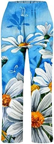 Felwors llinen hlače za žene plus veličina, dnevne hlače lagane tiskane ljetne dne cvjetne hlače trenirke