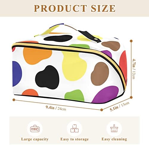 Zauya šarena krava print prijenosna torba za šminkanje otvara se ravno za jednostavan pristup, kozmetička torba s velikim kapacitetom,
