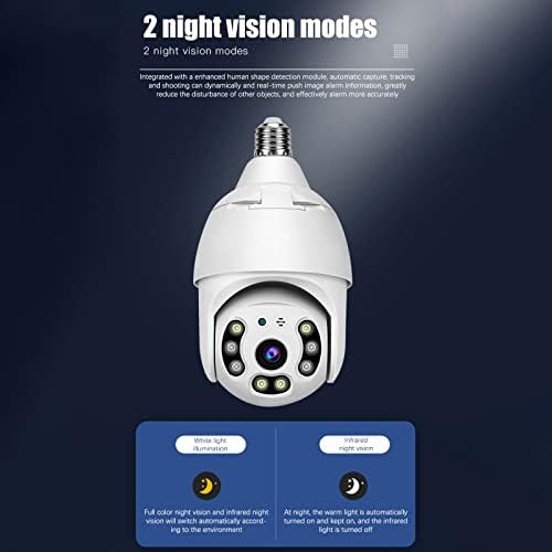 xdbwcp Home Vanjski vodootporni bežični WI Fi nadzor kamera E27 Navojna svjetiljka tipa glave nadzorne kamere 350 stupnjeva