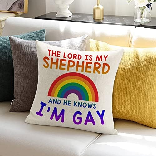 Gospodin je moj pastir i on zna da sam gay bacač jastuka omota romantični jastuk futrola duga ponos lezbijski gay lgbtq jastučni poklopac