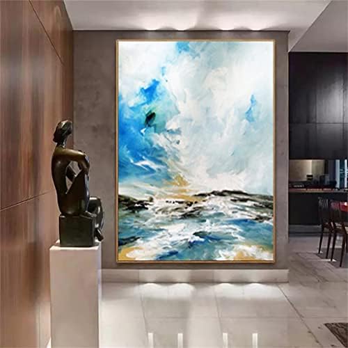 Yxbdn ručno izrađeno oceansko platno slikanje oceanskog morskog peraja debelo ulje slikanje zid art dekor obiteljska soba