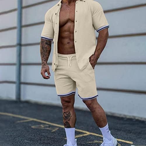 Ljetne velike i visoke košulje za muškarce proljetno ljeto dvodijelno modno set plaža košulja kratkih rukava i večera