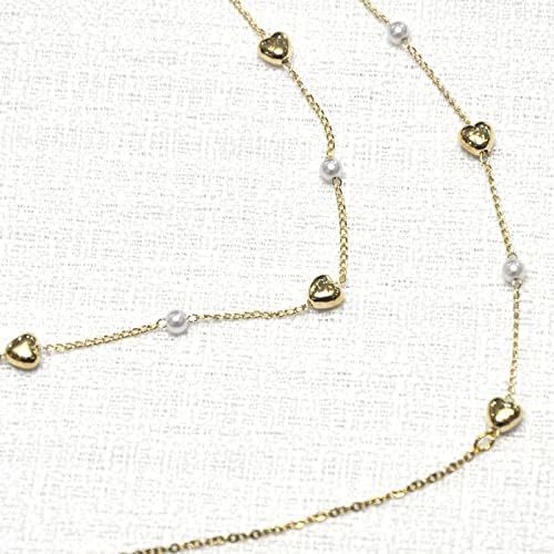Magnetska airpods 2 3 pro-kaiševa za remen za uho zlato zlato Love Heart & Plastic Pearl perle Ogrlica za žene, 70