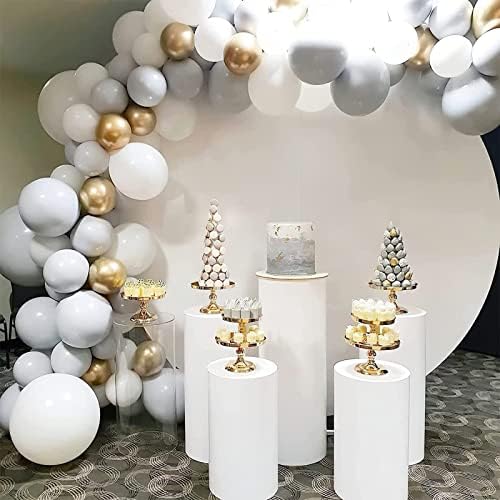 Llddp 5pcs dekor događaja izravni okrugli cilindar postolje za postolje, cilindrični zasloni za vjenčanje, metalni vjenčani bijeli