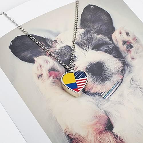 Kolumbija američka zastava ljubimac urna Ogrlica za pepeo Legura Srce kremiranje nakit spomen Privjesak pepeljara držač za pse mačke