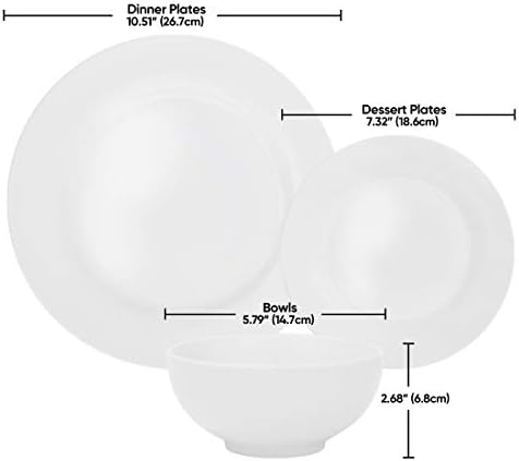 Super Deal okrugli set bijelih kuhinjskih pribora za 18 komada, usluga za 6, tanjuri i zdjele-mikrovalna pećnica, pećnica i perilica