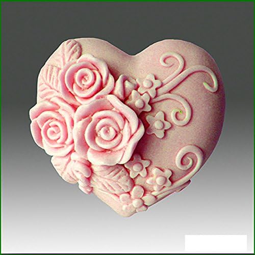Trostruka ruža Srce - Pojedinosti skulpture s visokim olakšicama - silikonski sapun/polimer/glina/hladni porculanski kalup