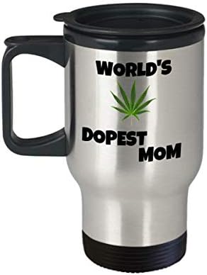 Šalica za putovanja od korova - svjetovi Dopest mama - Smiješan poklon za pušenje Majčinog dana - STONER šala 420 Pokloni dodaci -