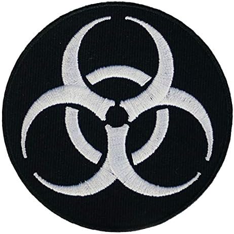 Grafička prašina biohazad vezeno željezo na flasteru šivanje na simbolu logotipa opasnost od zračenja zombi crno bijeli aparat za odgovor