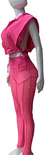 Rela bota ženska 2 -komadna odjeća mreža Crod vrhunski visoki struk duge hlače Bodycon Clubwear Set