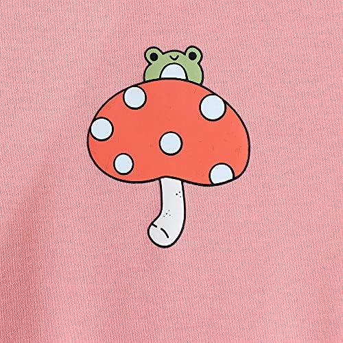 Gliglittr Kids Girl Kawaii Frog Twimirt Slatka gljiva Grafička košulja Estetska prevelika pulover Tops Odjeća dugih rukava