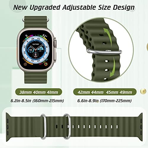 Restting Ocean Band kompatibilan s Apple Watch pojasom 38 mm 40 mm 41 mm 42 mm 44 mm 45 mm 49 mm 49 mm, podesivi titanijski kopč silikonski