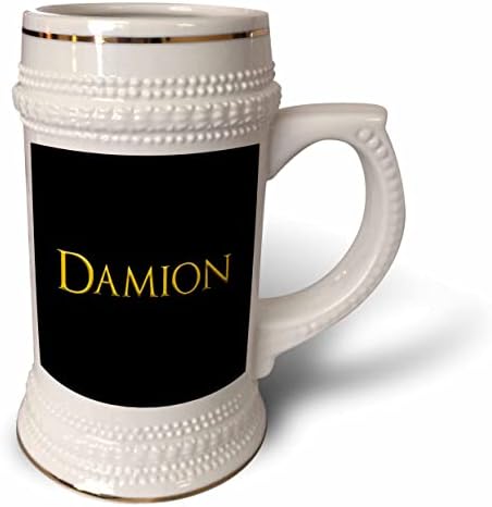 3Drose Damion Popularno ime dječaka u Americi. Žuta na crnoj boji. - 22oz Stein šalica