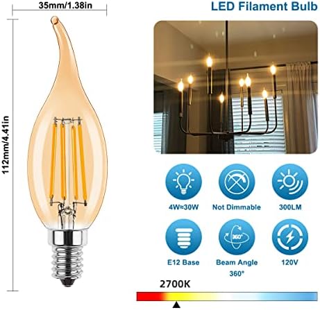 LED svjetiljka od 912 mm, vrh plamena od 4 vata, oblik 911, žarulje za Kandelabre, LED svjetiljka za luster od 935, ekvivalent žarulje