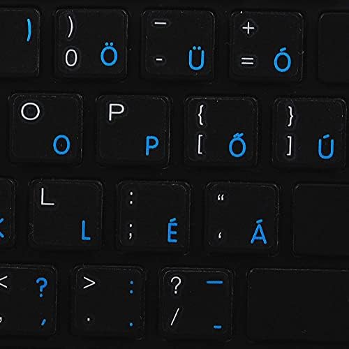 4-inčni mađarski raspored slova za tipkovnicu kompatibilan je s prozirnom pozadinom s plavim slovima za stolna računala, Prijenosna