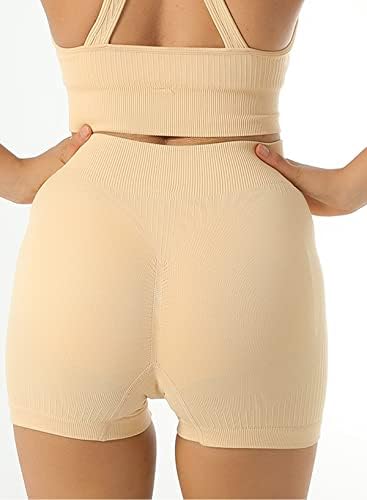 Aleumdr 3 pakiranje kratkih hlača s visokim strukom za žene joge rebrasta bešavna atletska teretana