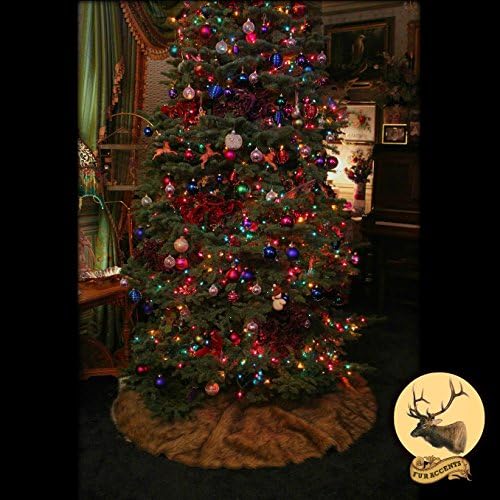 Klasična log Cabin Lodge Country božićno drvce suknja svijetlo smeđi vuk kojot vrhunski kvalitetan krzno krug krug