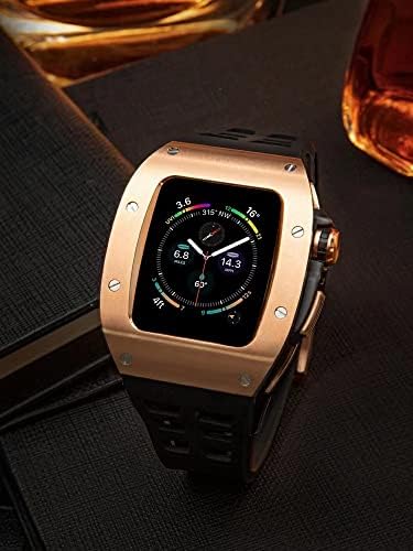 Azanu luksuzni RM stil kućišta od nehrđajućeg čelika za Apple Watch Series 8 45 mm silikonski pojas za IWatch Series 6 5 4 muškarci