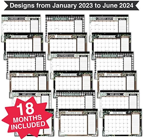 1 Farmhouse Veliki kalendar stola 2023-2024 kalendarski stolni jastučić, 1 magnetski tjedni planer obroka za suho brisanje za hladnjak,