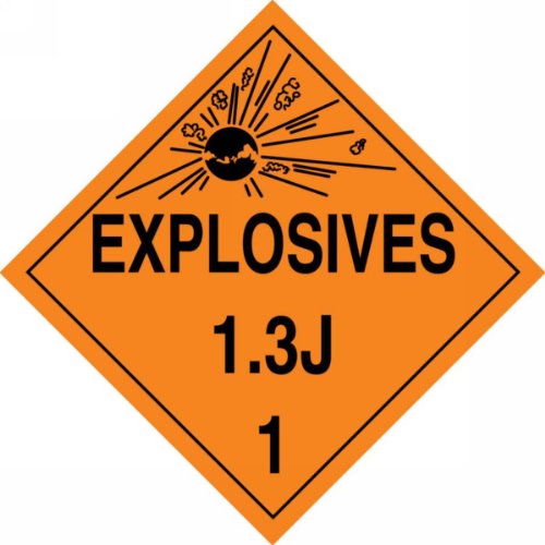 Accuform mpl124vs1 ljepljivi vinil opasnost klasa 1/divizija 3j točka plakat, legenda eksplozivi 1,3J 1 s grafikom, 10-3/4 širina x
