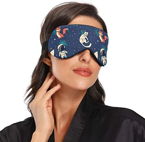 Alaza Fox mačka maska ​​za spavanje za žene muškarci crno hlađenje Smiješna maska ​​za oči za spavanje s elastičnom prugom
